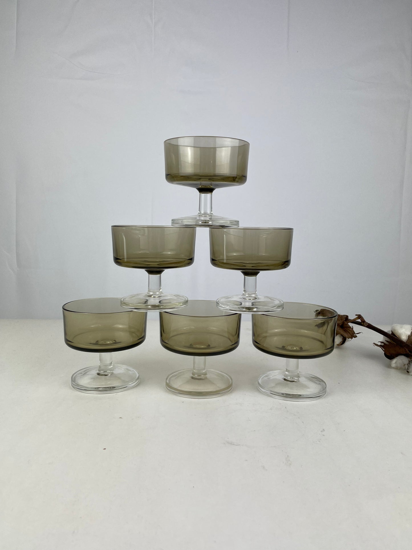 Set van 6 rookglazen coupé schaaltjes