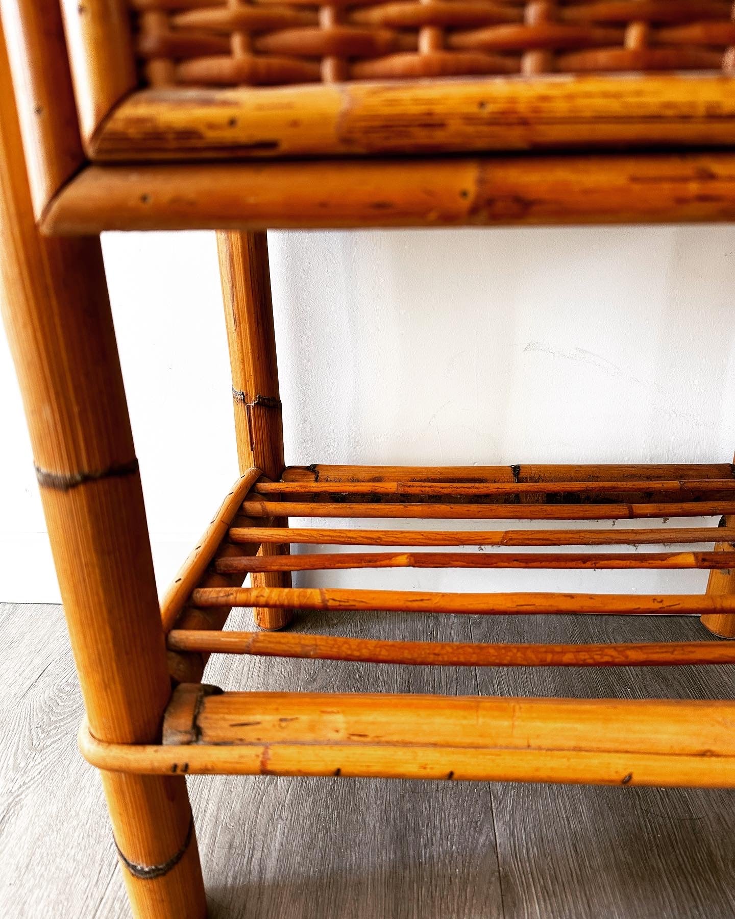 Vintage rotan bijzettafel