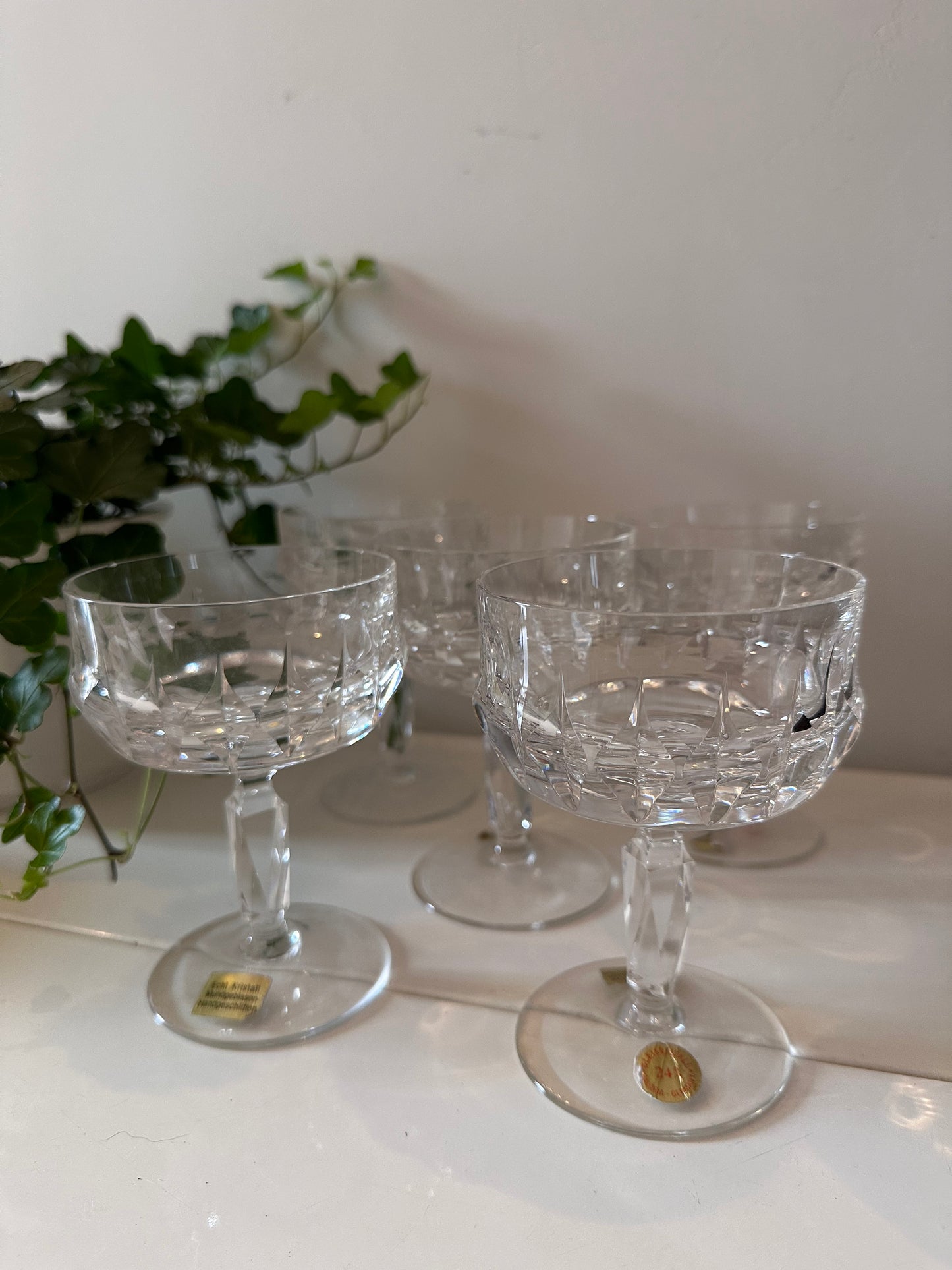 Set van 5 coupe champagne glazen kristal