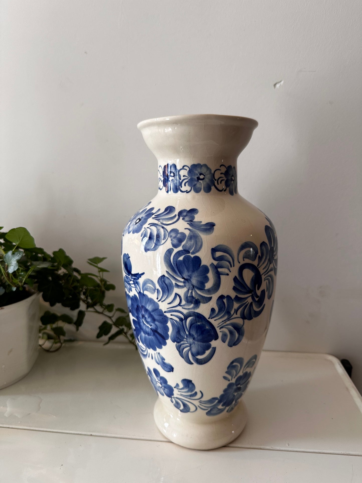 Keramieken vintage vaas delftsblauw