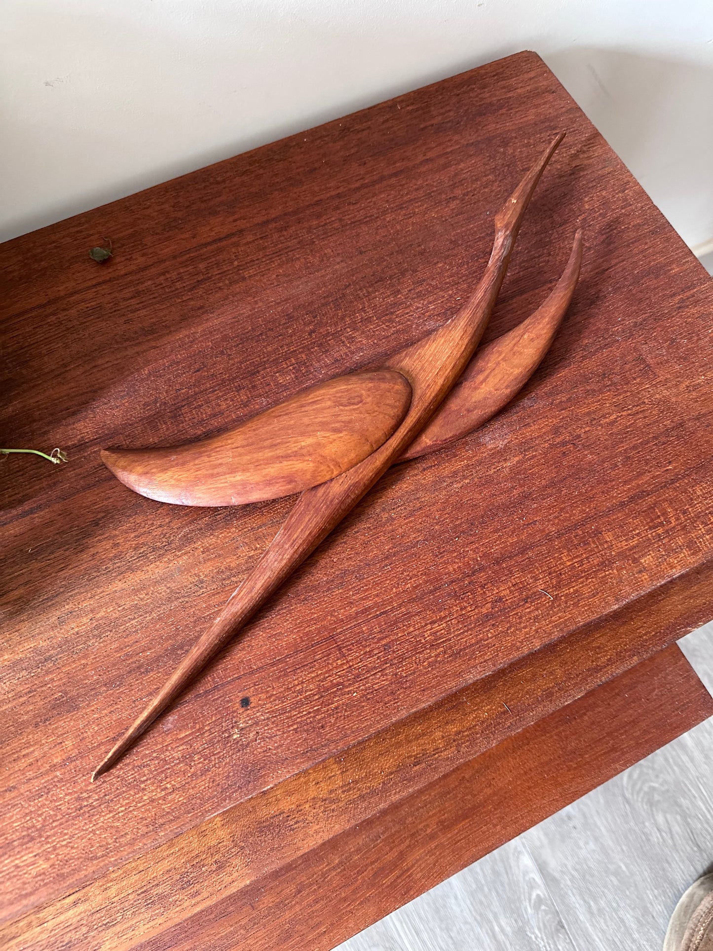 Mid Century teak houten wandvogel