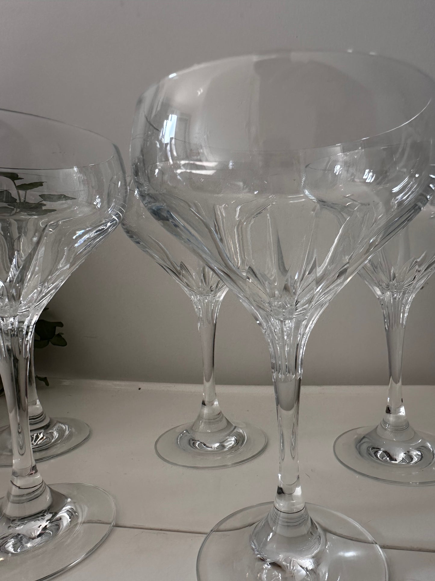 Set van 5 kristallen champagne glazen