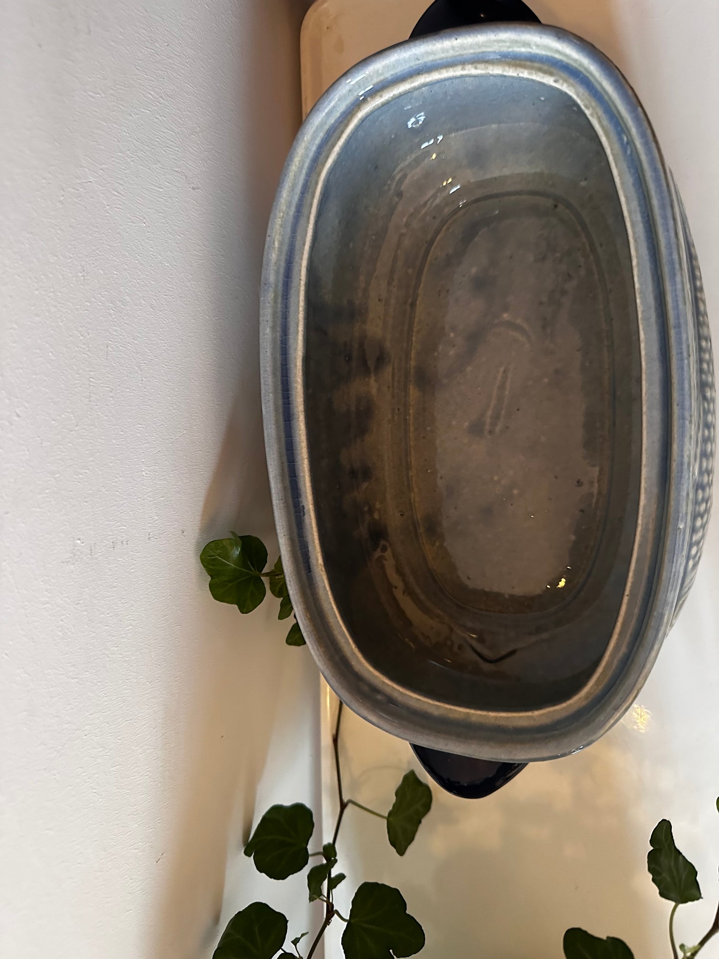 Keramieken terrine visterrine grijs blauw