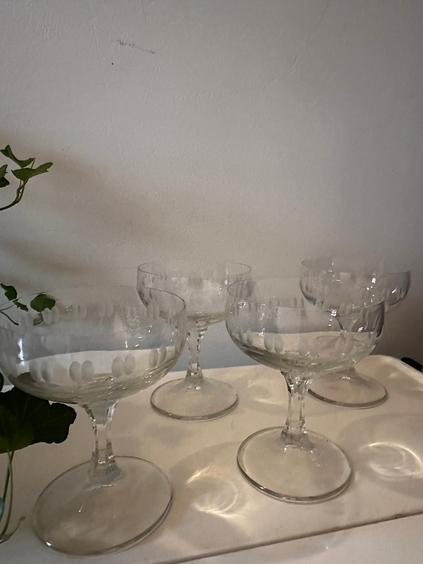 Set van 4 kristallen coupe champagne glazen