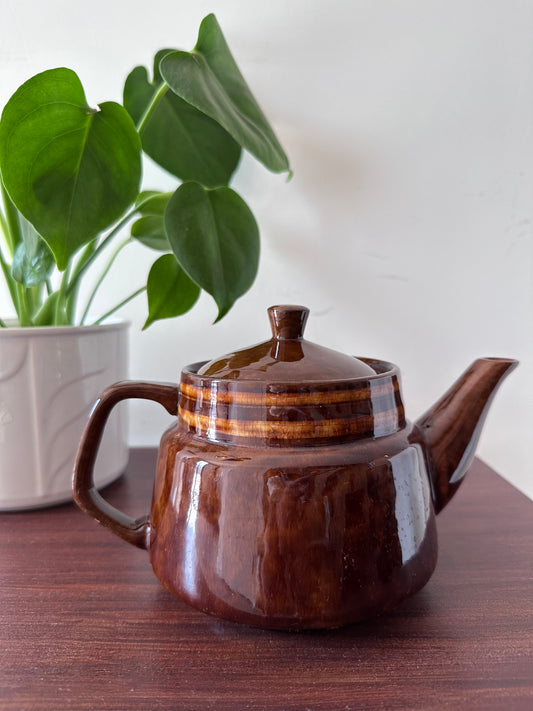 Theepot bruin keramiek vintage