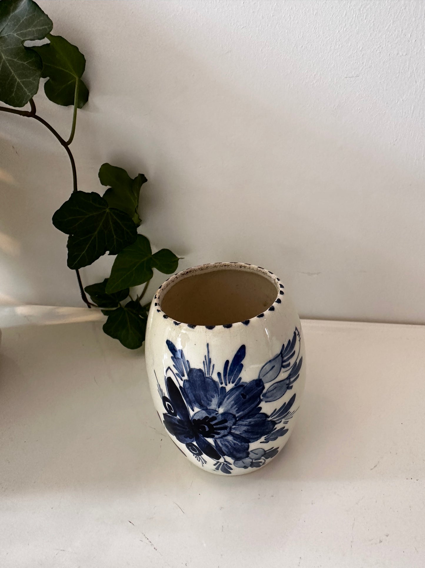 Delfts blauw lepelvaasje vintage