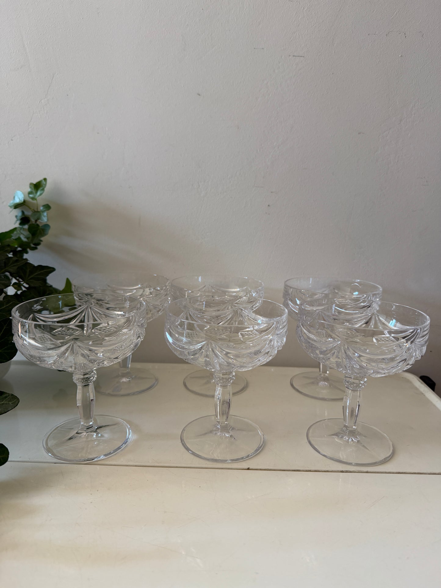 Set van 6 kristallen coupe glazen
