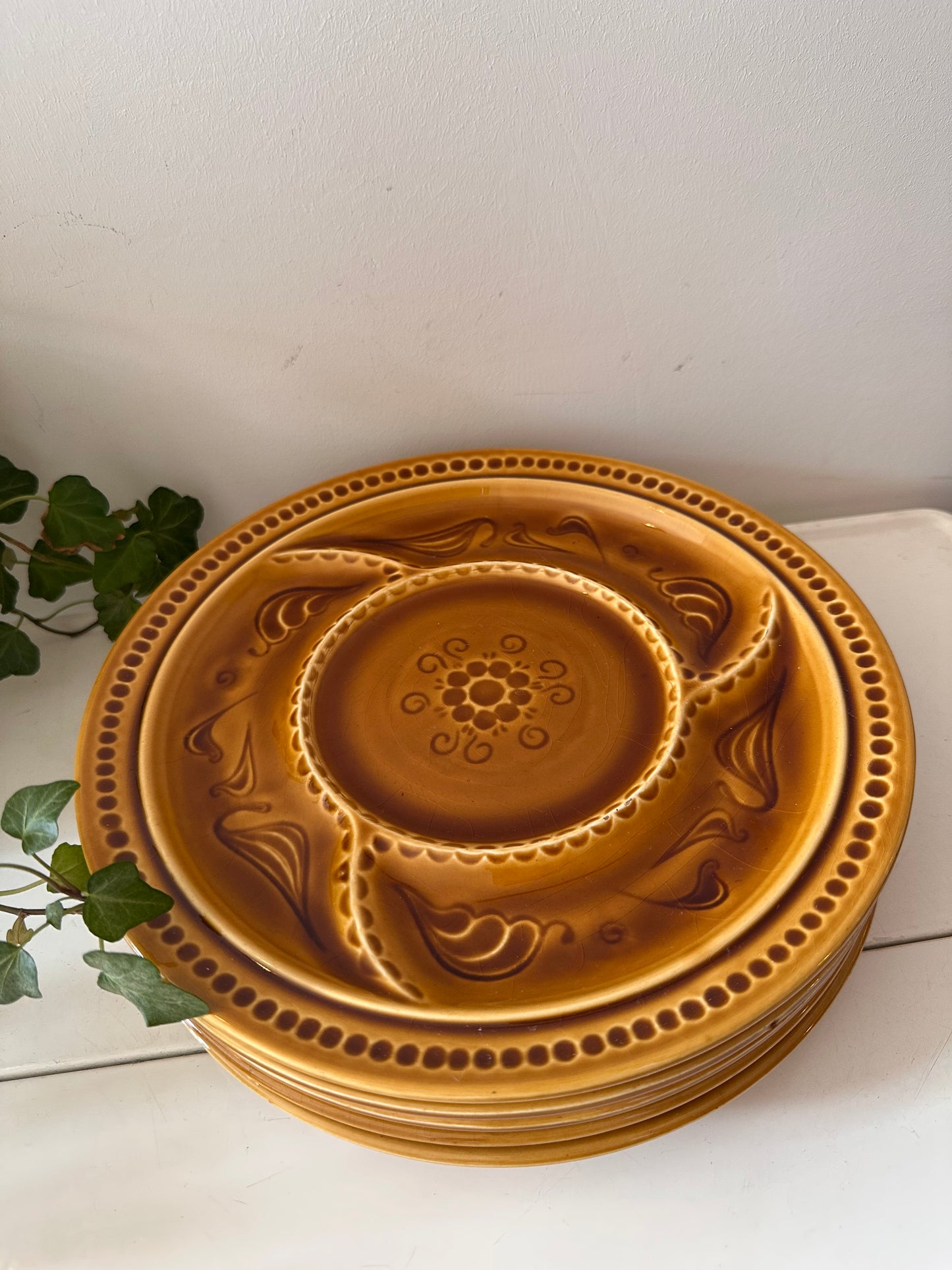 Set van 6 keramieken jaren 70 borden