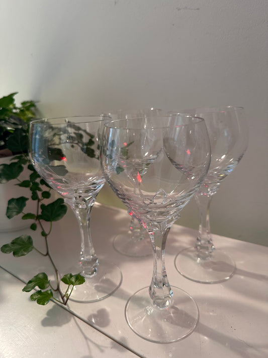 Set van 4 vintage kristallen wijnglazen