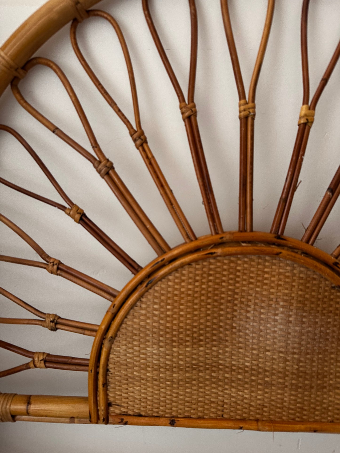 Rotan vintage hoofdbord jaren 70
