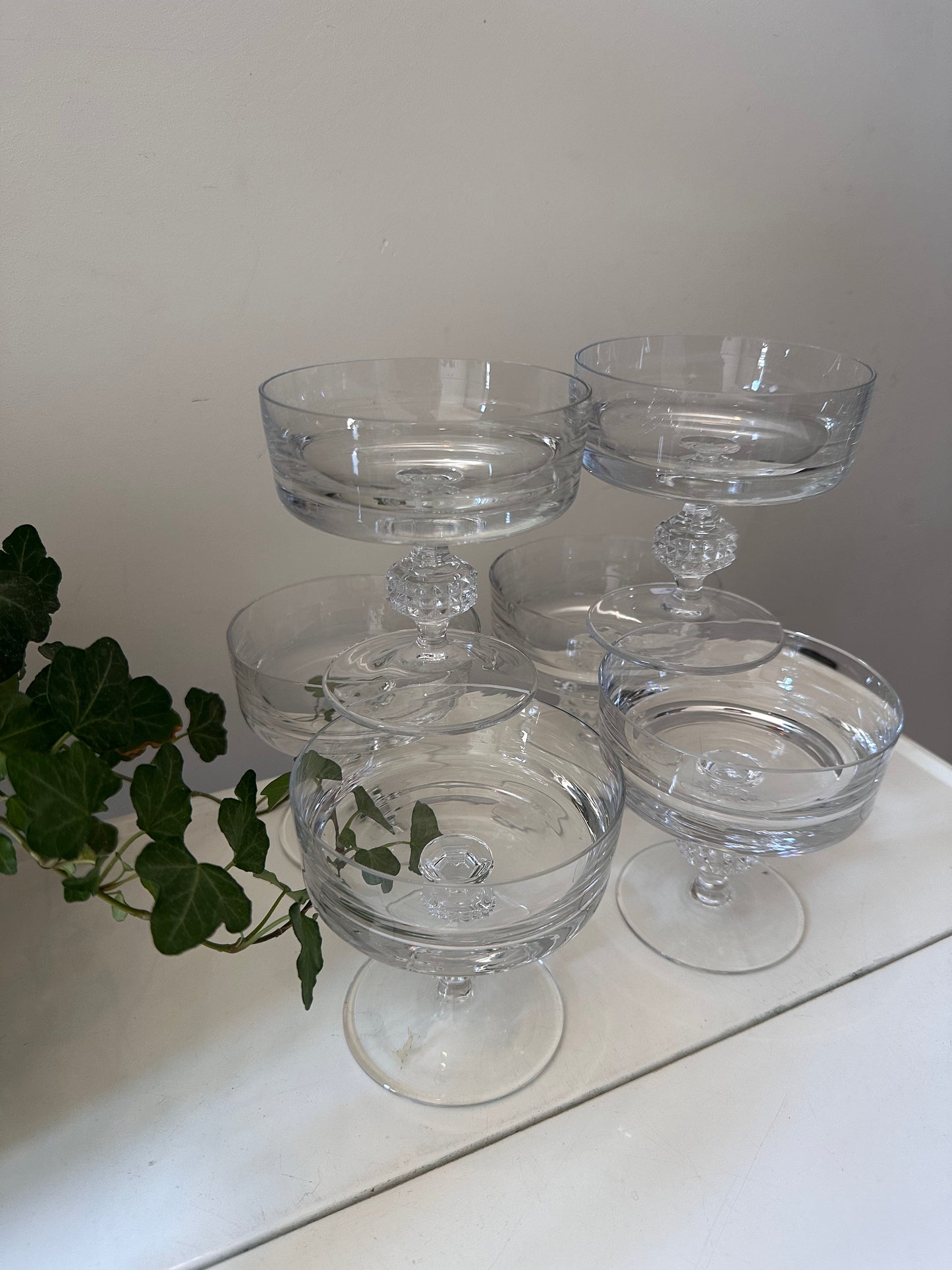 Set van 6 kristallen coupe champagne glazen