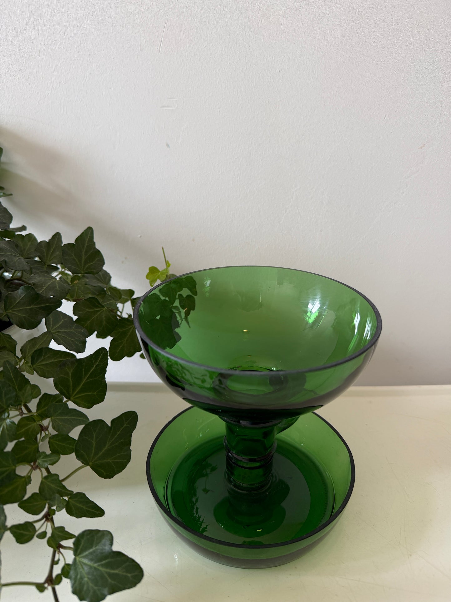 Groen glazen kandelaar