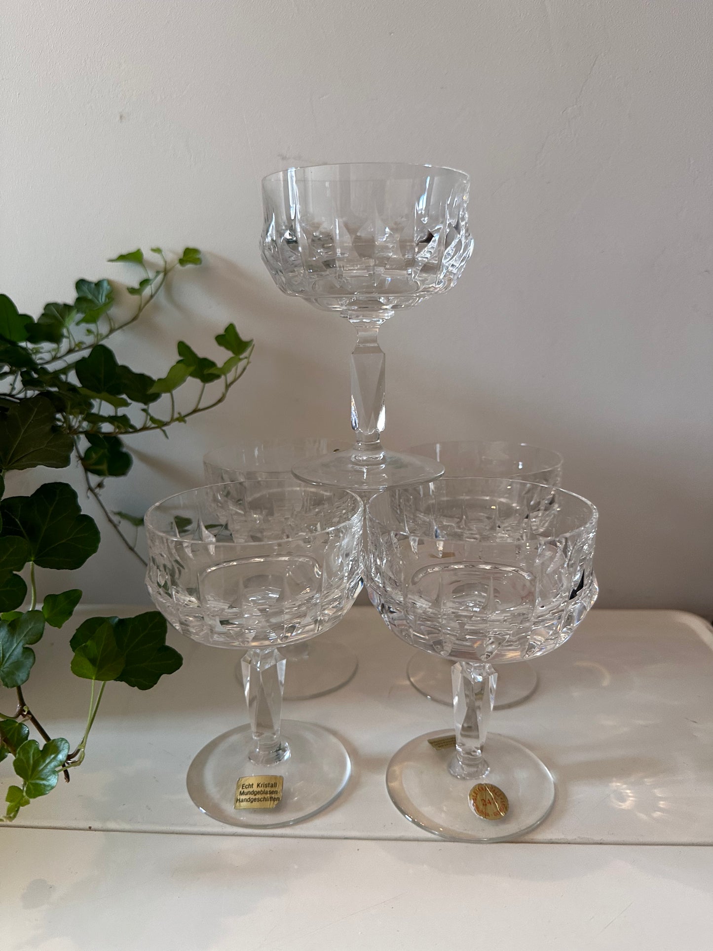 Set van 5 coupe champagne glazen kristal