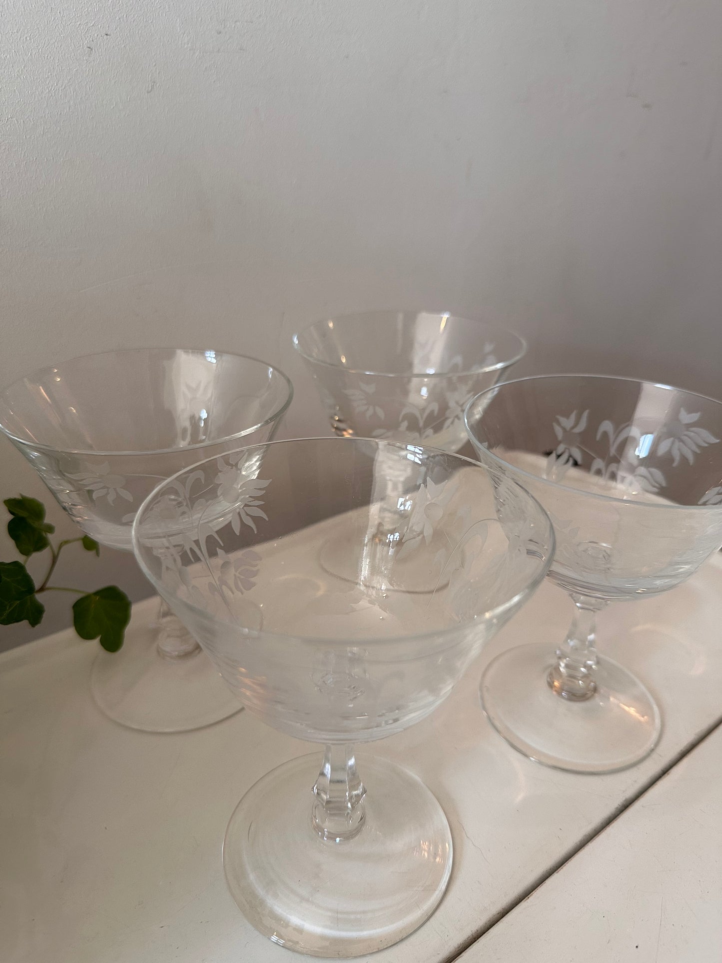 Set van 4 kristallen coupe champagne glazen