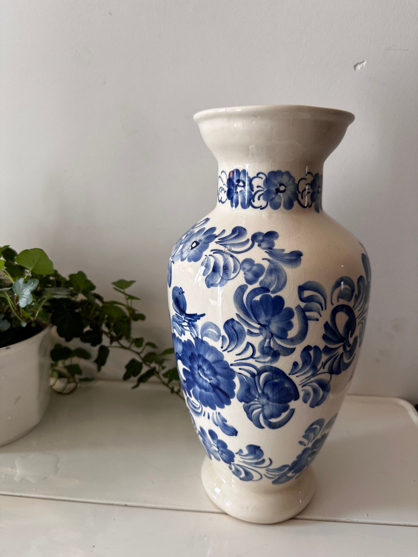 Keramieken vintage vaas delftsblauw