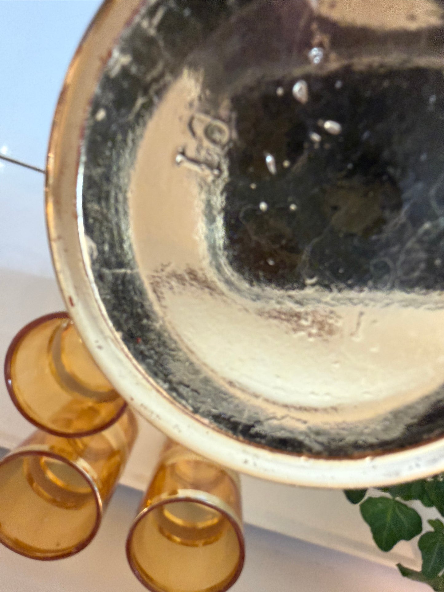 Set van 4 Amberkleurige glazen met goudbad