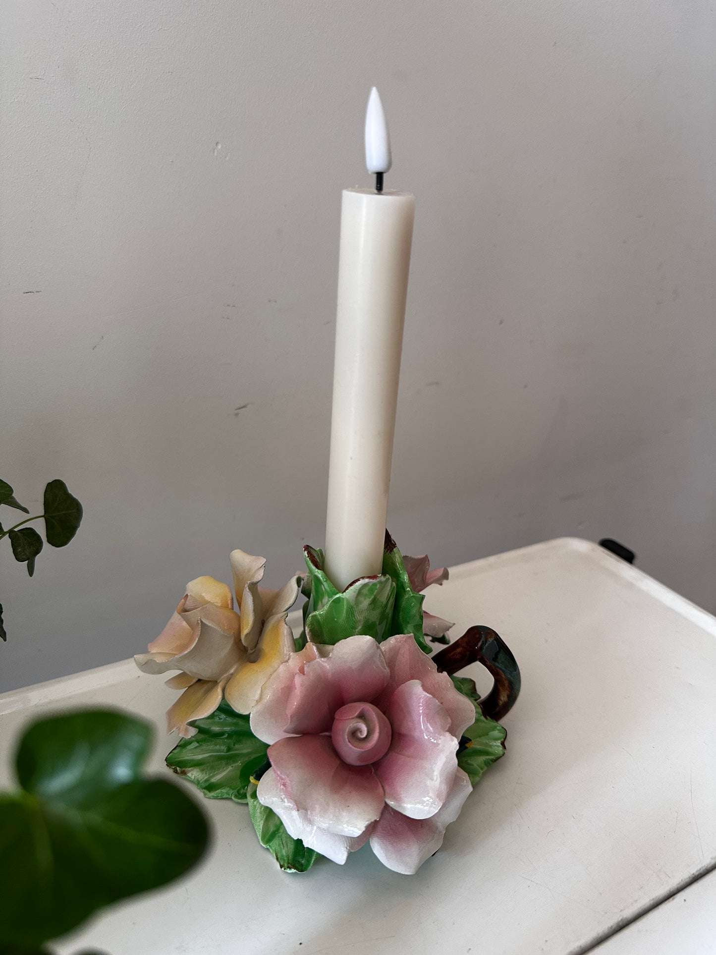 Porseleinen rozen kandelaar vintage