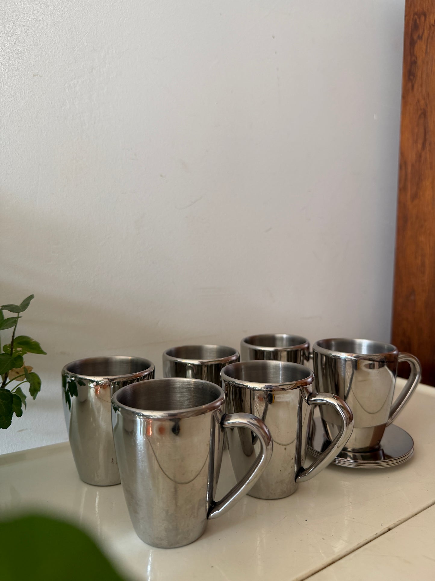 Set van 6 Chrome espresso kopjes