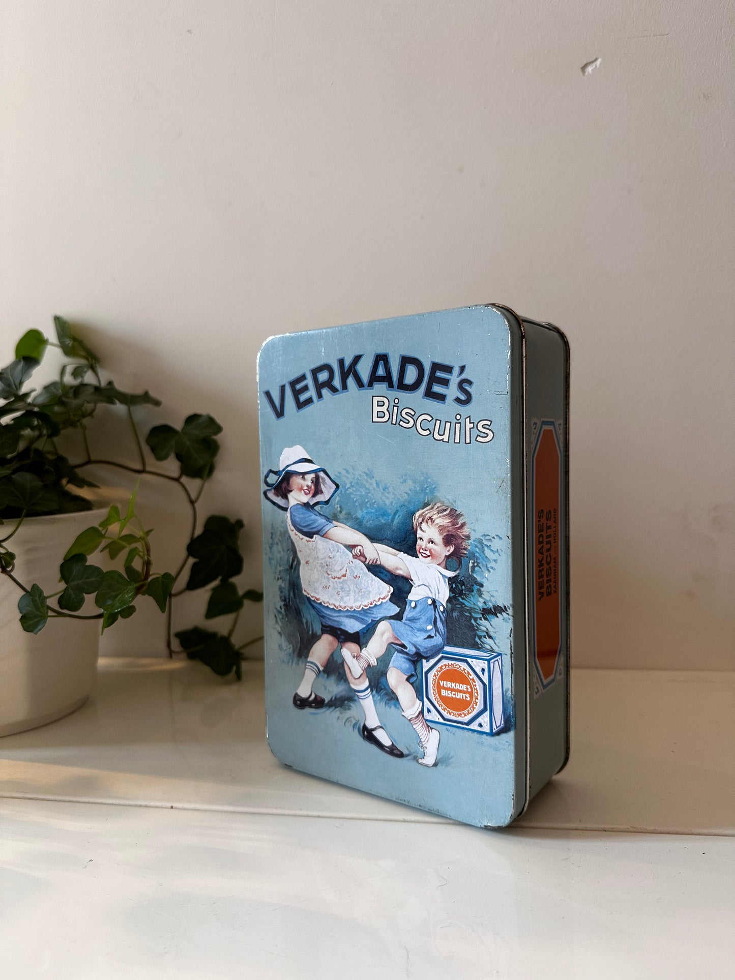 Verkade bewaarblik koektrommel vintage jaren 60