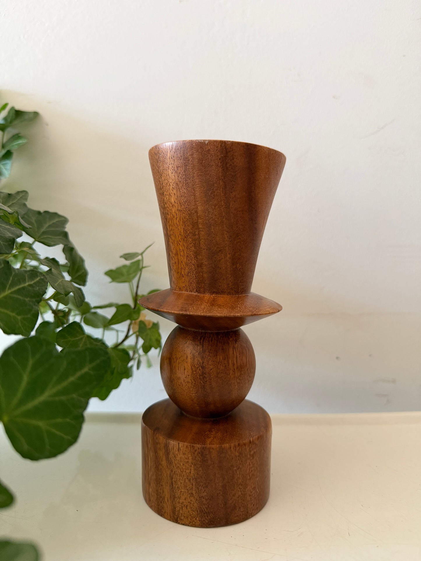 Houten Mid Century kandelaar