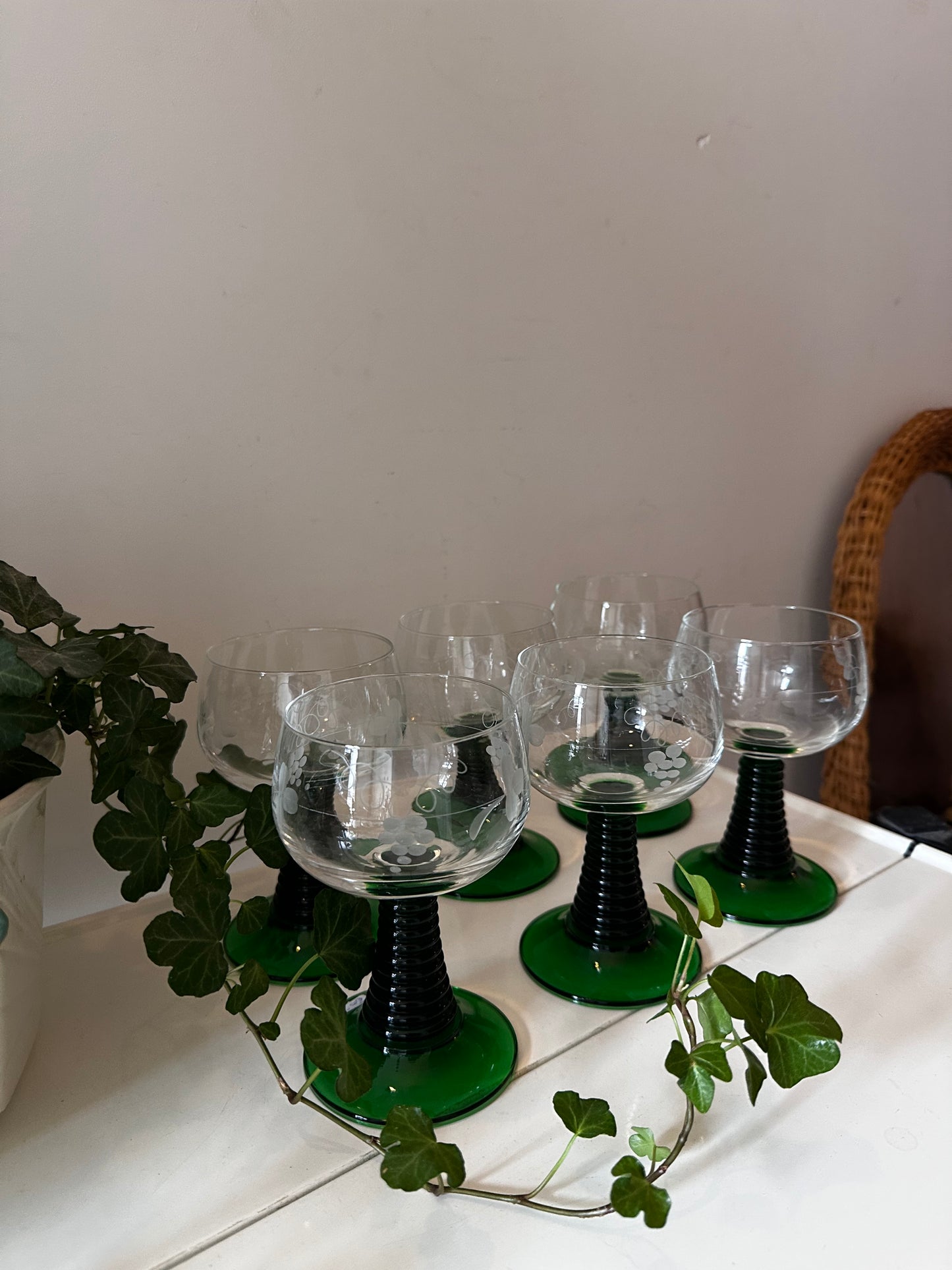 Set van 6 gegraveerde Roemer glazen