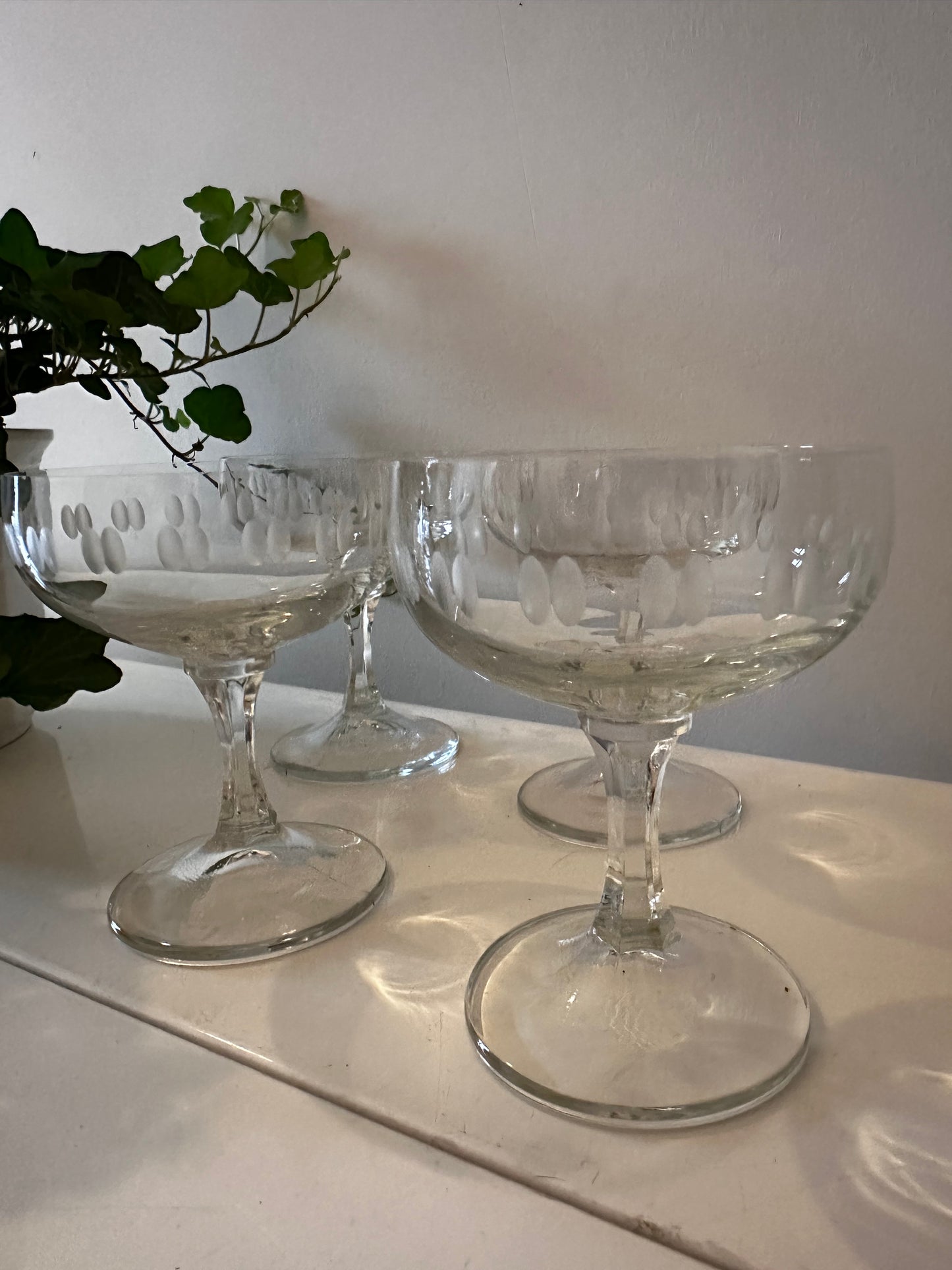 Set van 4 kristallen coupe champagne glazen