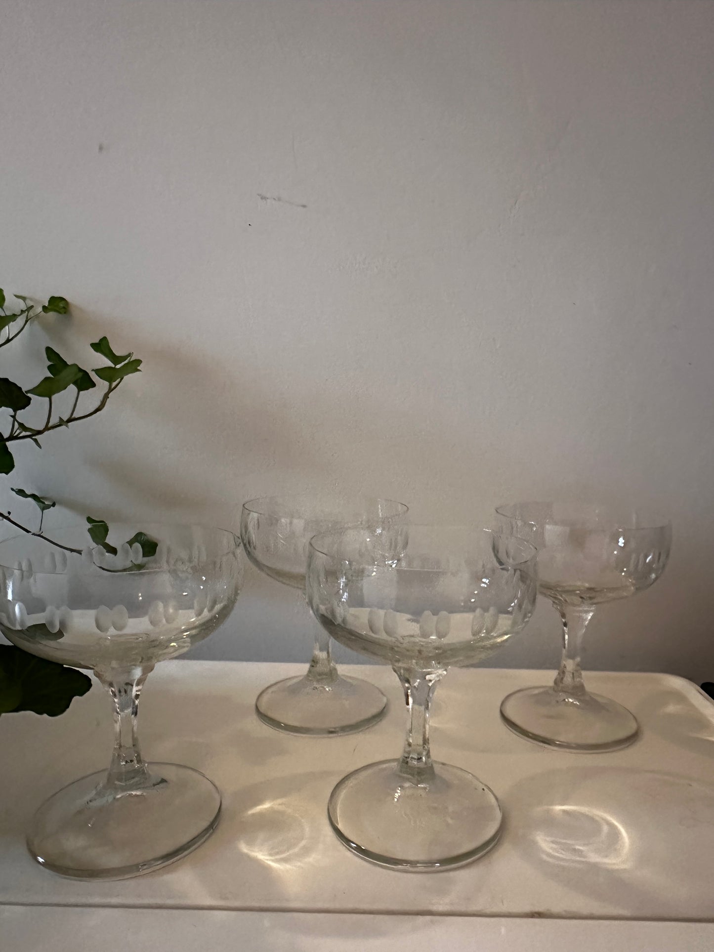 Set van 4 kristallen coupe champagne glazen