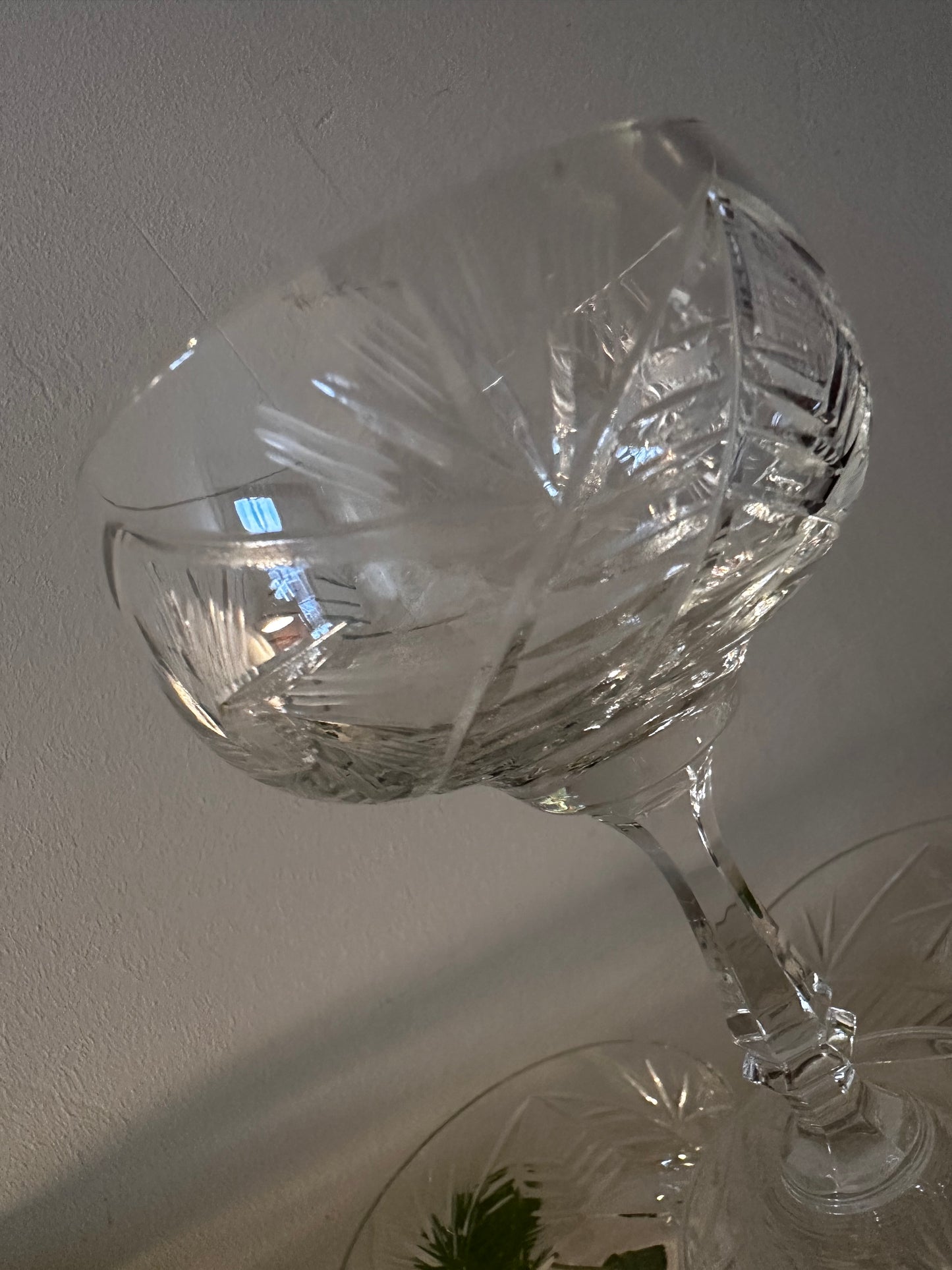 5 kristallen voetglazen vintage