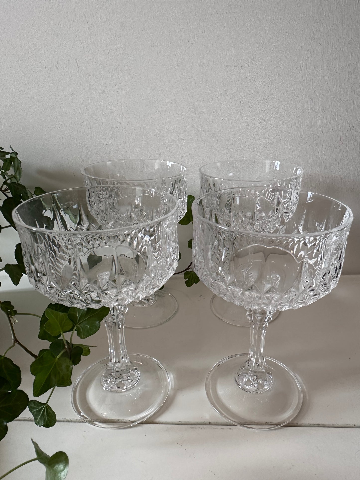 Set van 4 kristallen coupé champagne glazen