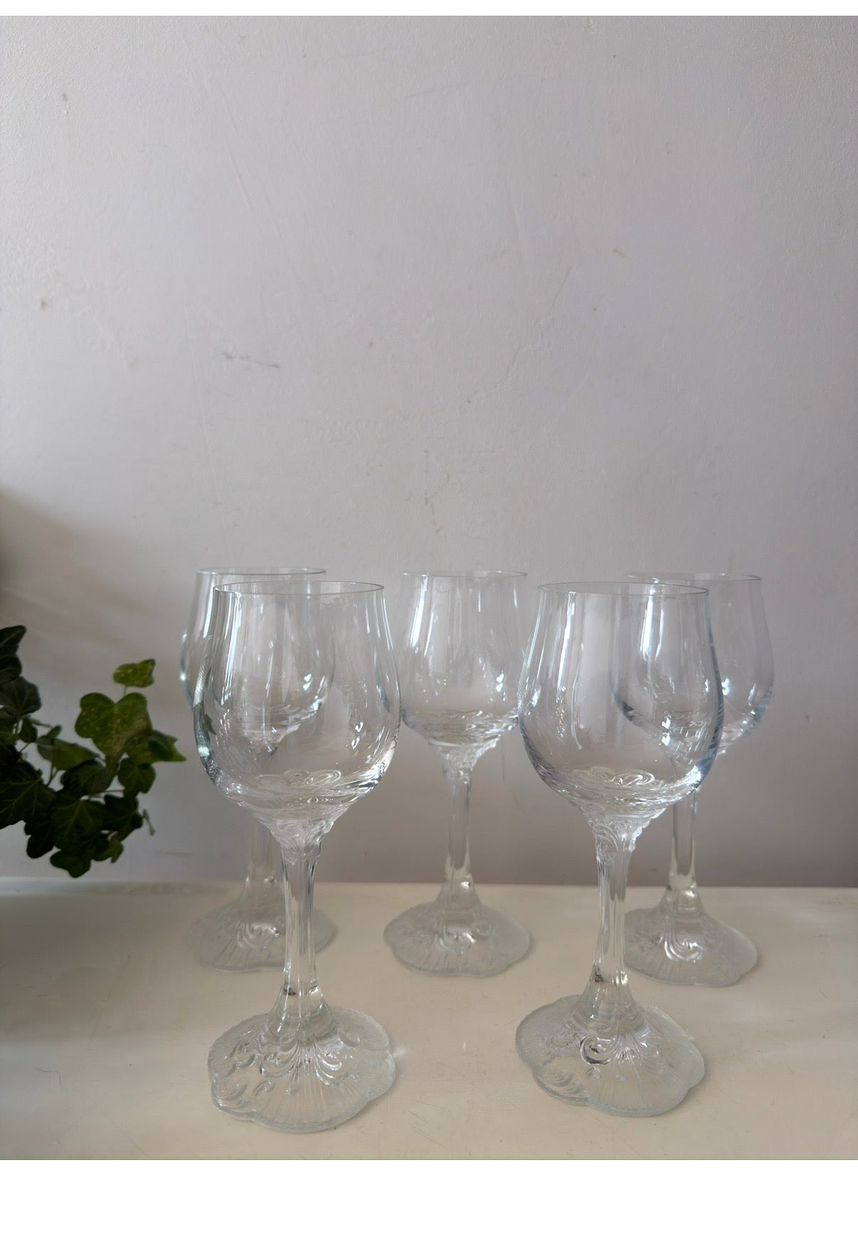 Set van 5 vintage wijnglazen