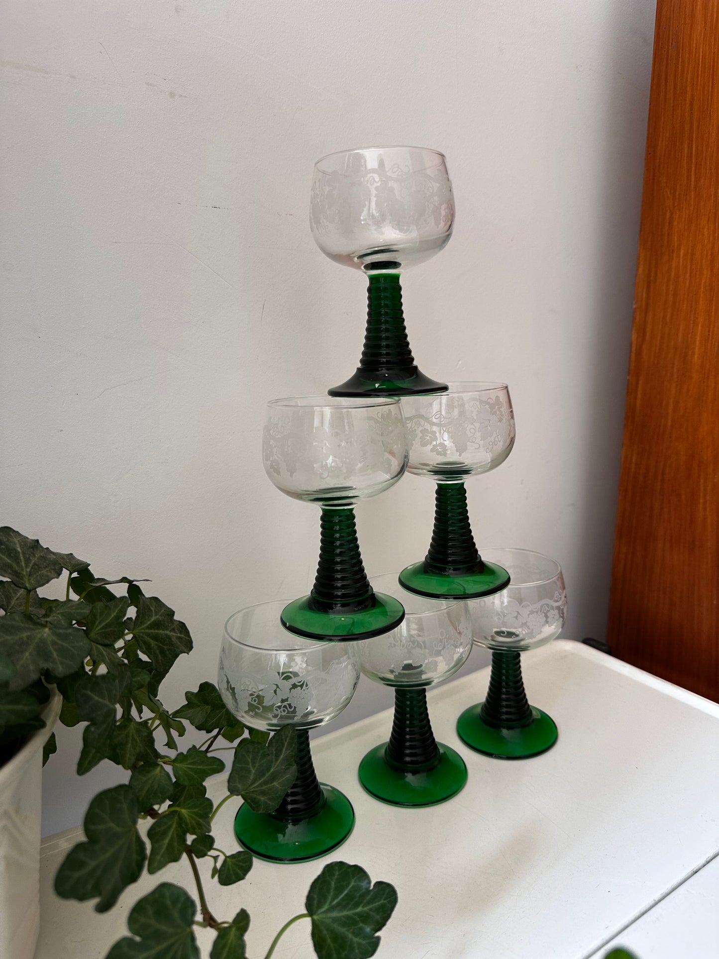 Set van 6 Roemer moezel glazen