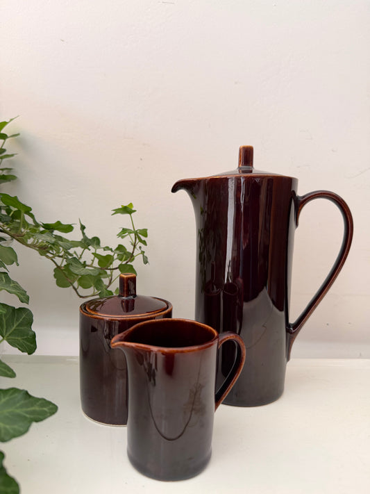 Jaren 70 Koffie kan met melk en suiker kannetjes