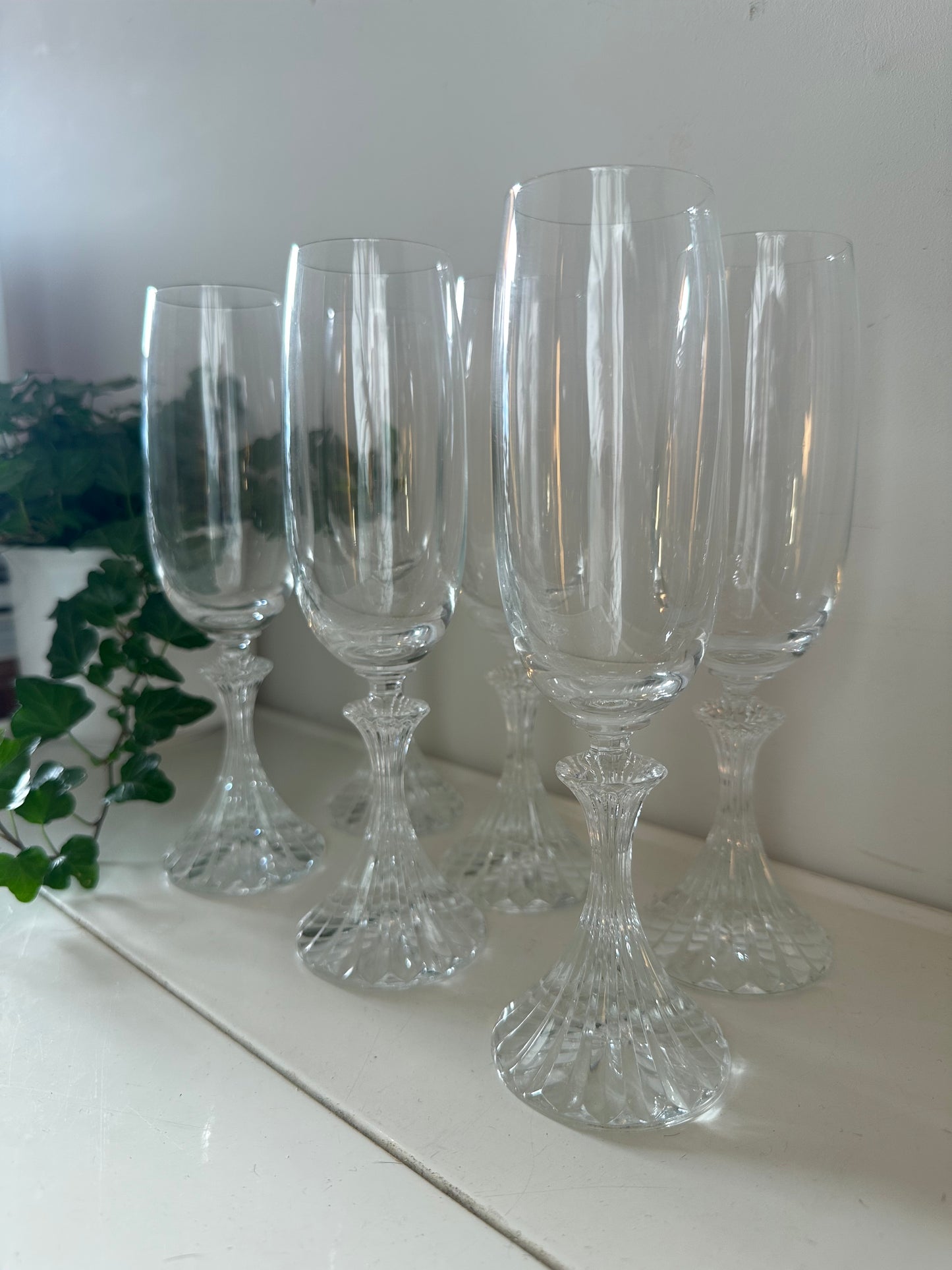 Set van 6 kristallen champagne flutes