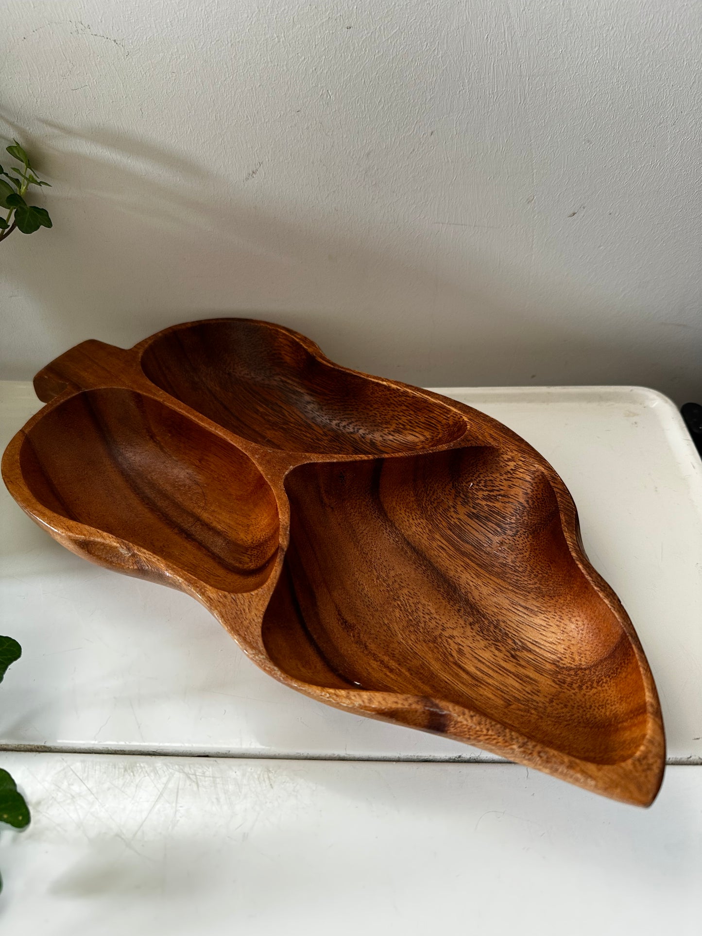 3 vaks teak houten schaal