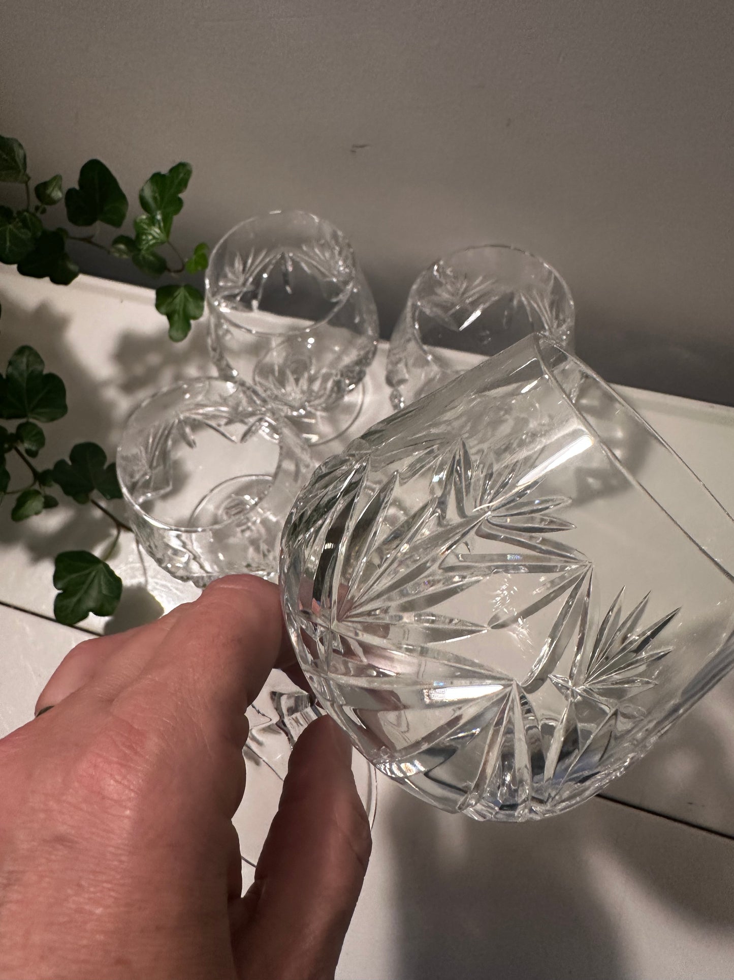 4 vintage kristallen cognac glazen