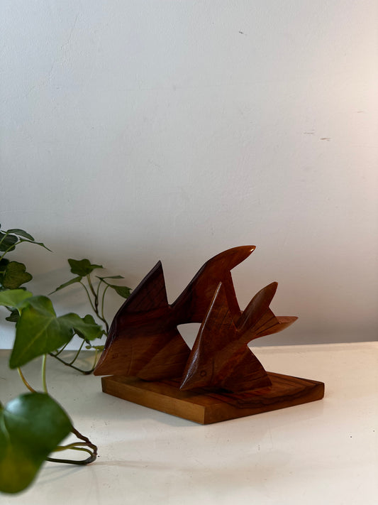 Beeldje houten vissen vintage jaren 60