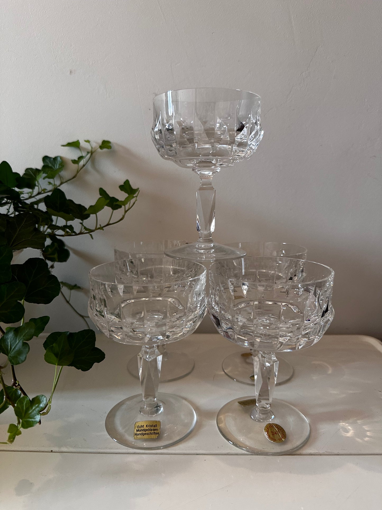 Set van 5 coupe champagne glazen kristal