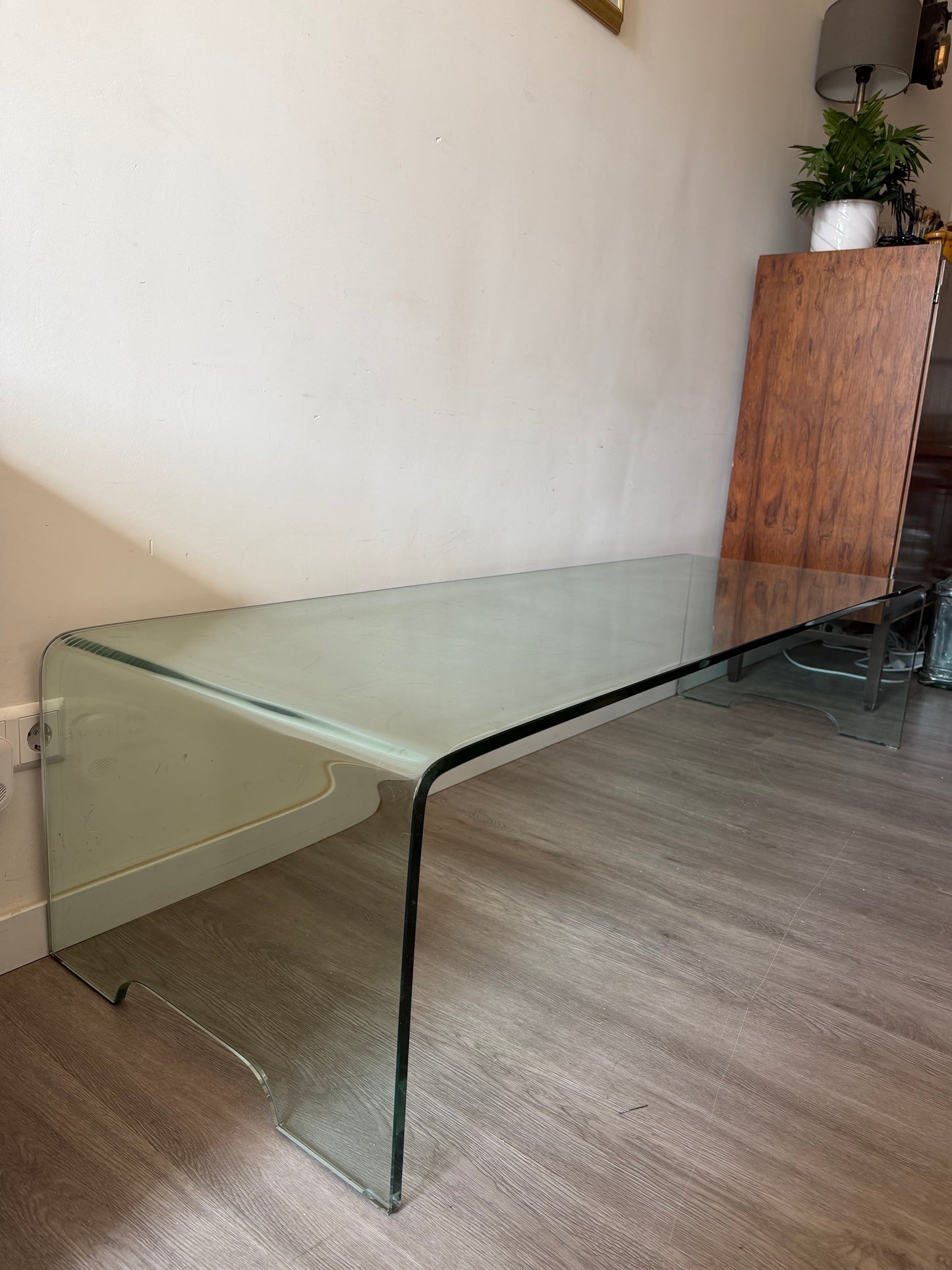Italiaans design minimalistische glazen waterval salontafel