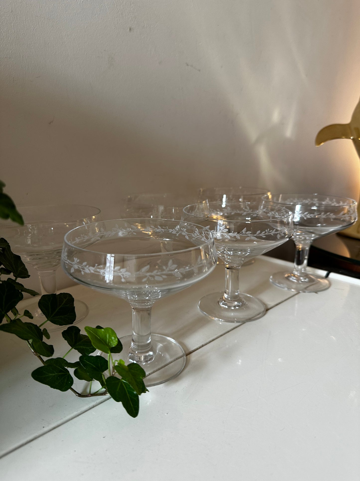 Set van 6 kristallen coupe glazen