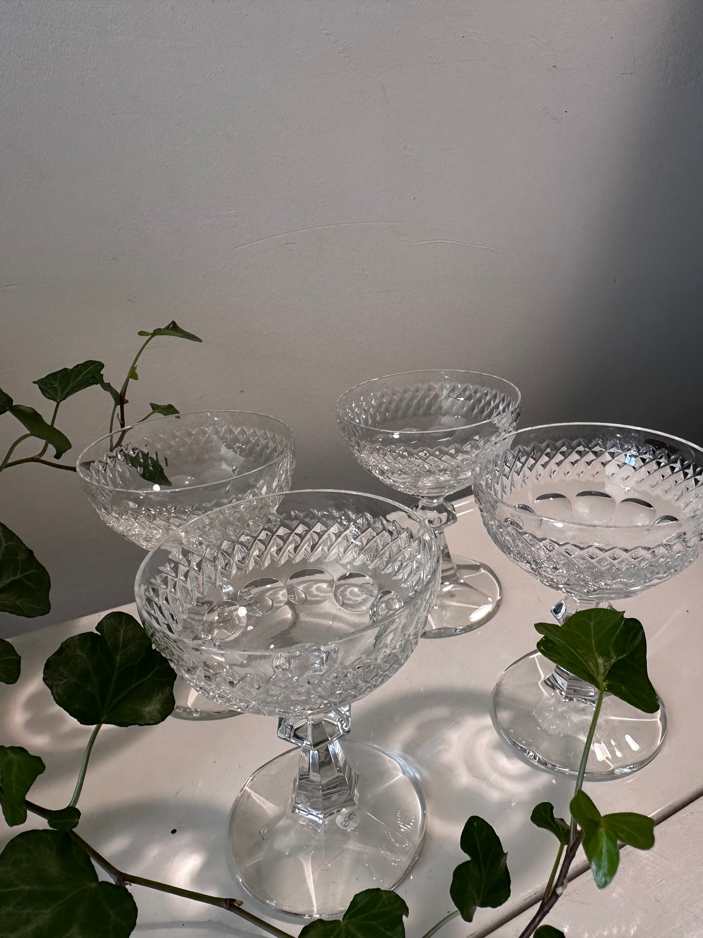 Set van 4 kristallen likeurglaasjes