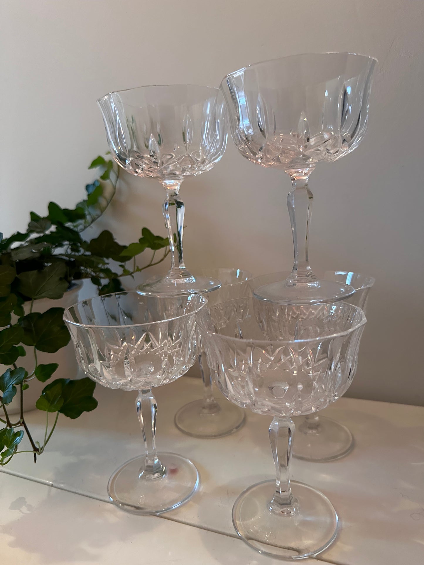 Set van 6 kristallen coupe champagne glazen