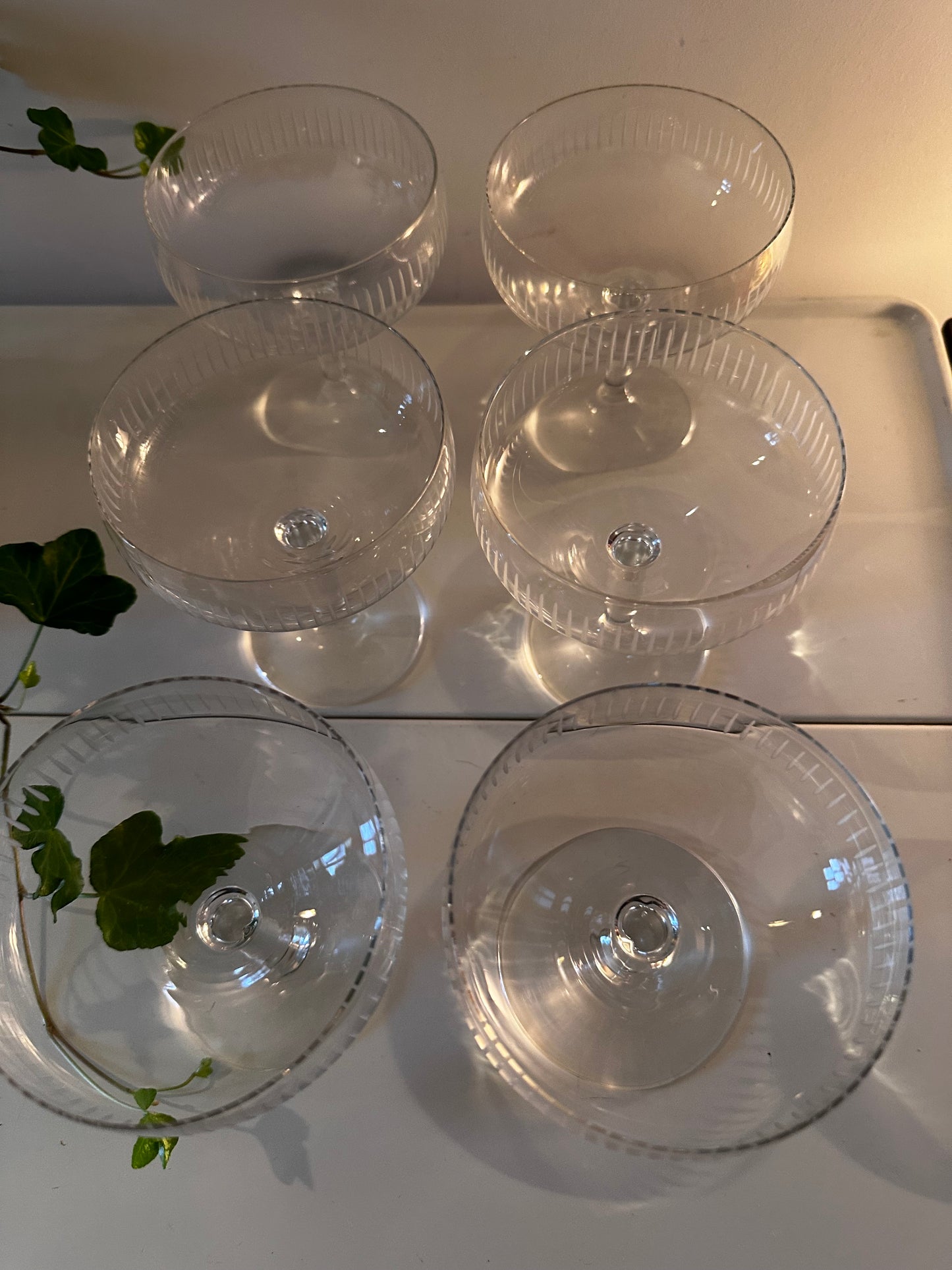 Set van 6 kristallen coupe champagne glazen