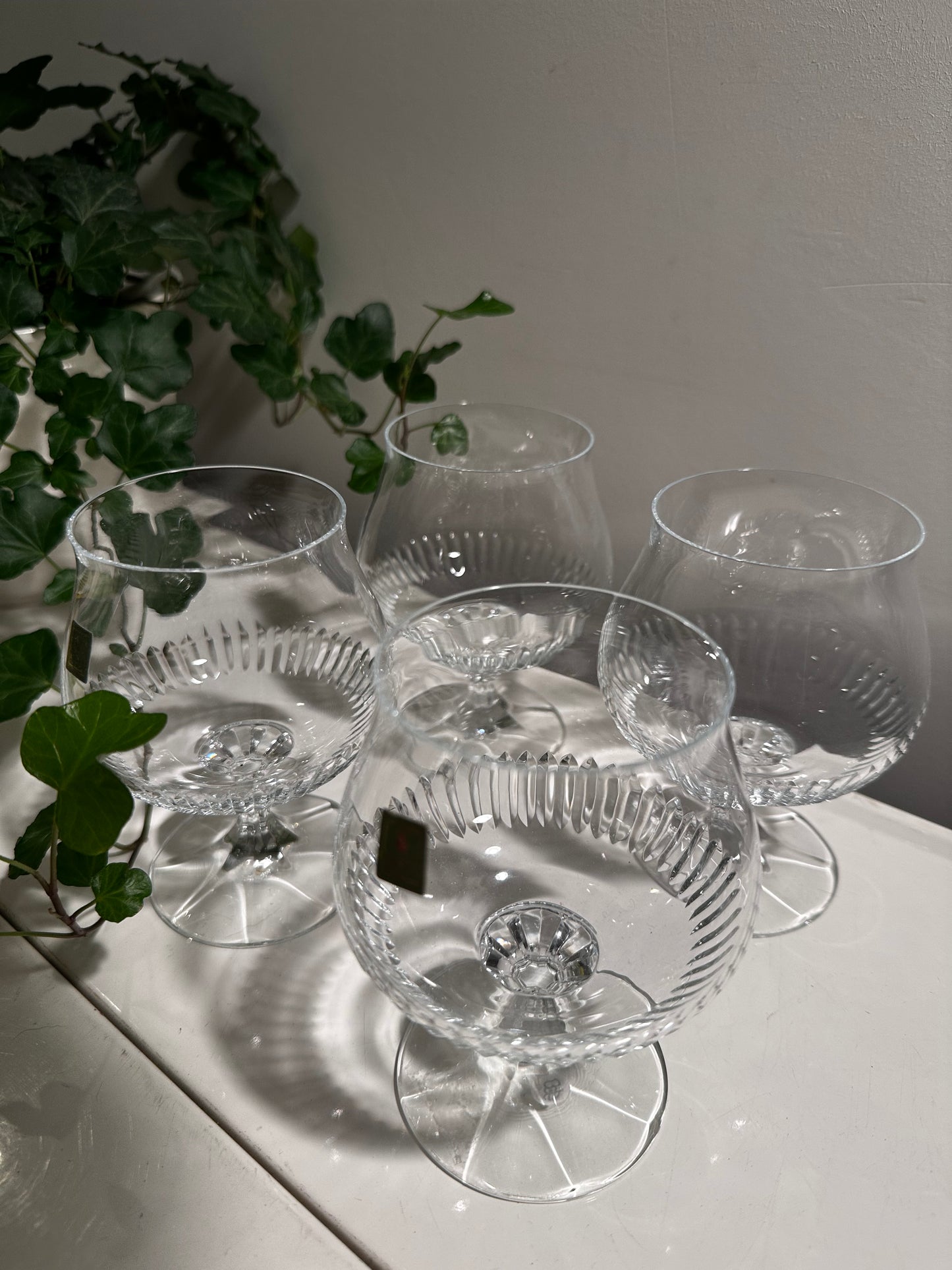 Set van 4 vintage antieke kristallen cognac glazen