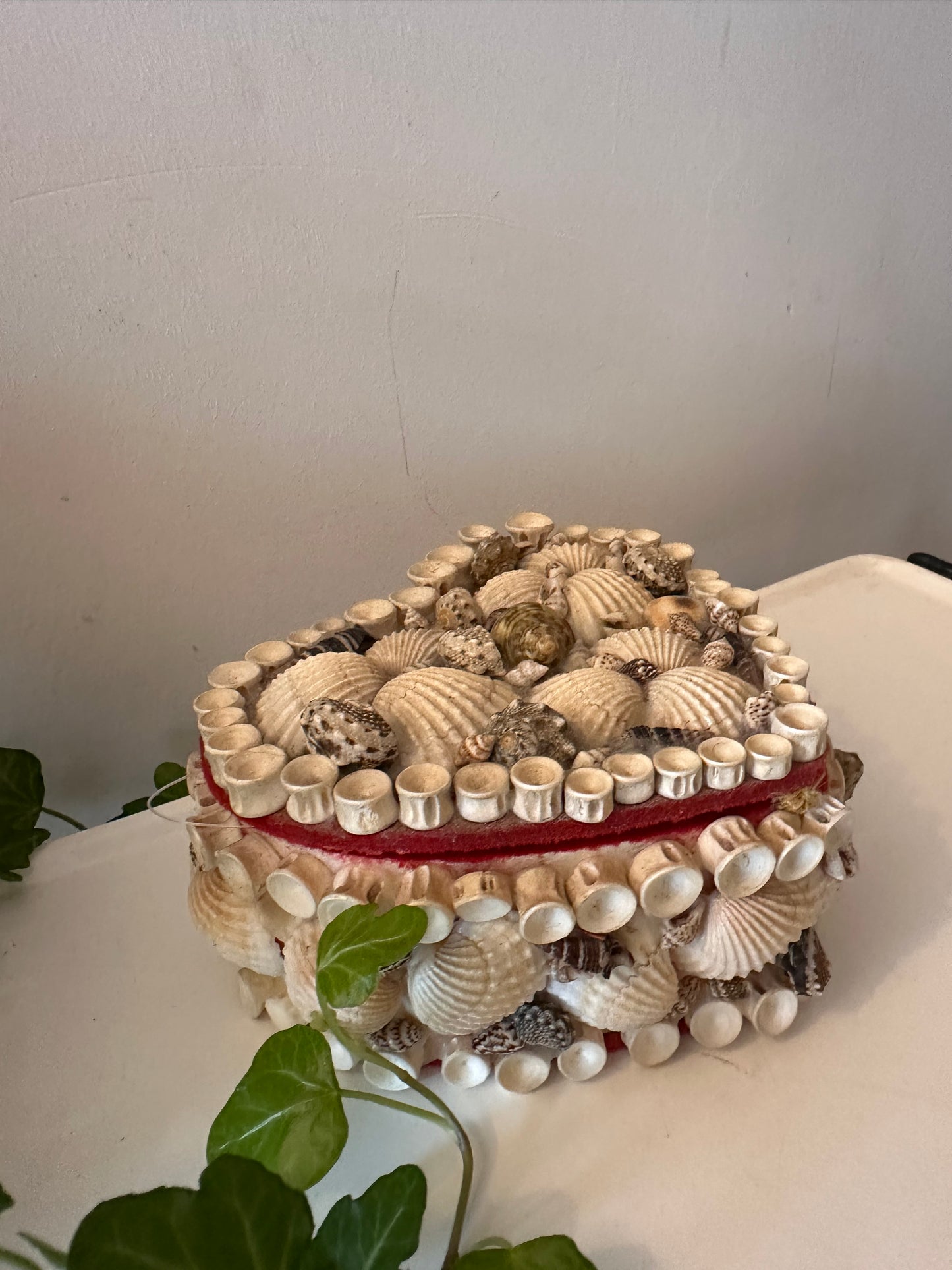 Sieradendoosje met schelpen hartvorm