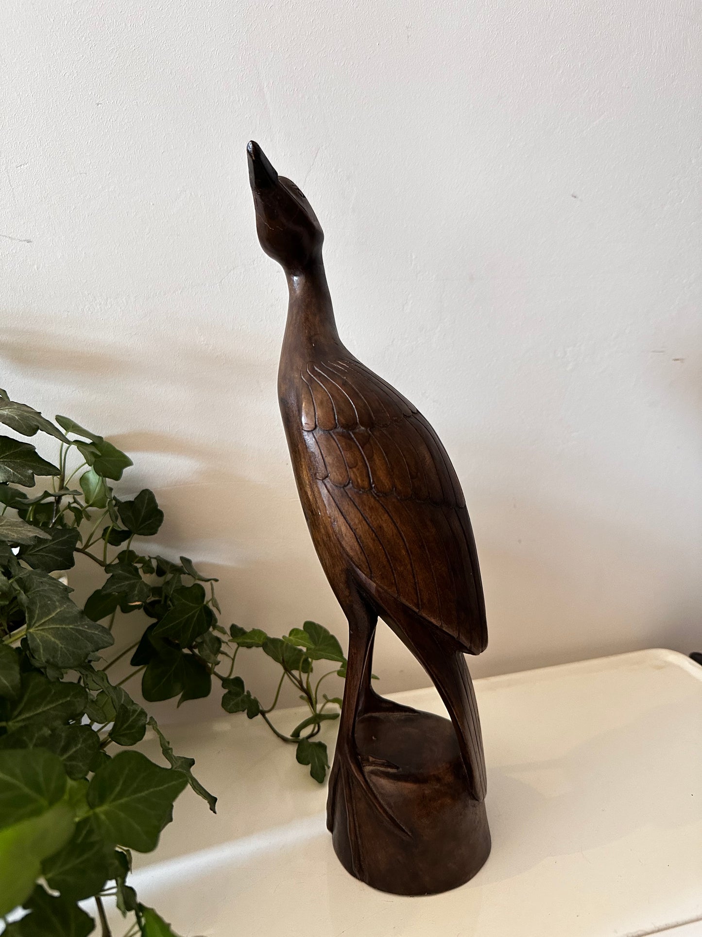 Mid Century houten vogel beeld