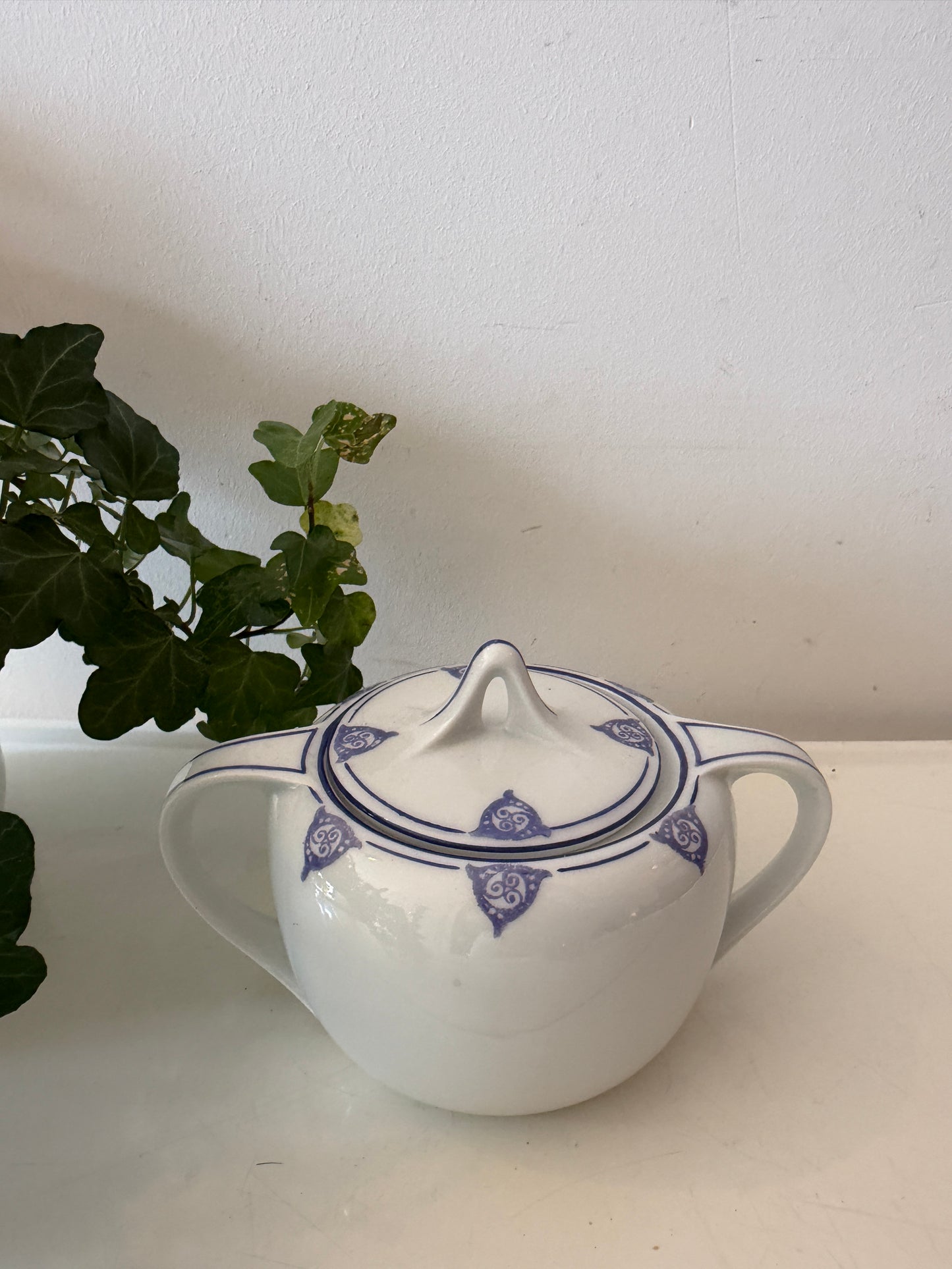 Porseleinen Suikerpotje blauw wit