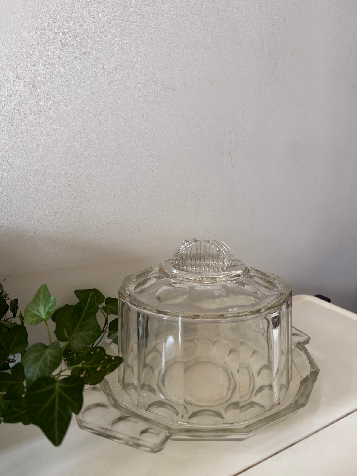 Art Deco glazen Kaasstolp