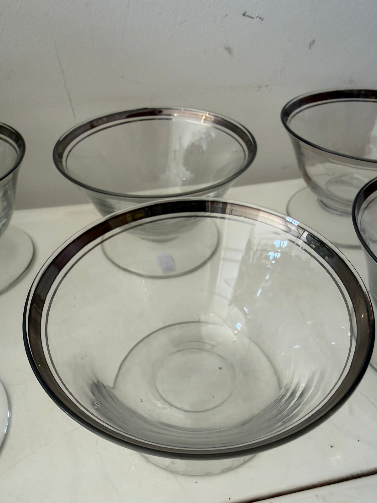 Dessert coupes ket zilverkleurige rand