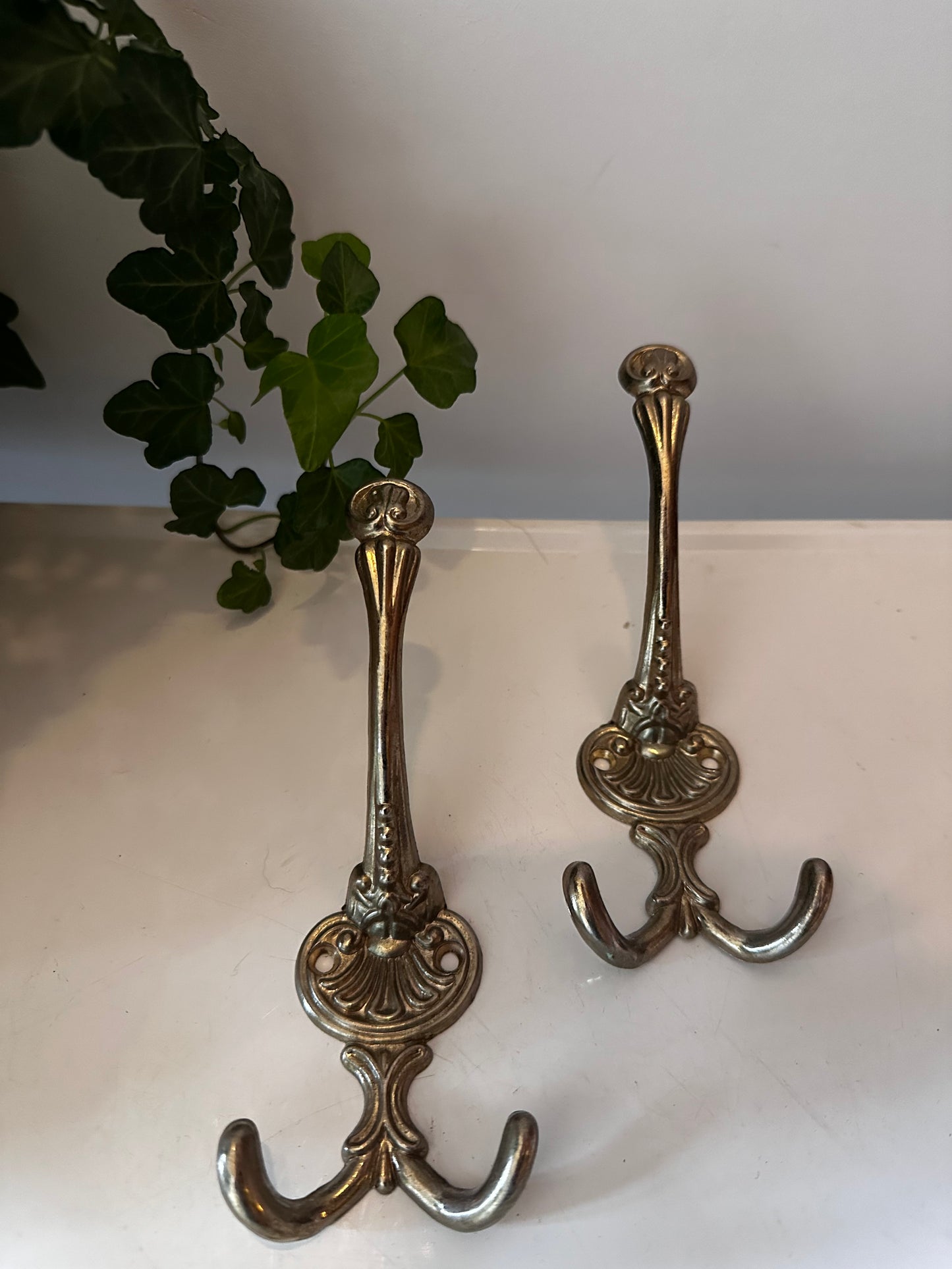 Set van twee messing wandhaken