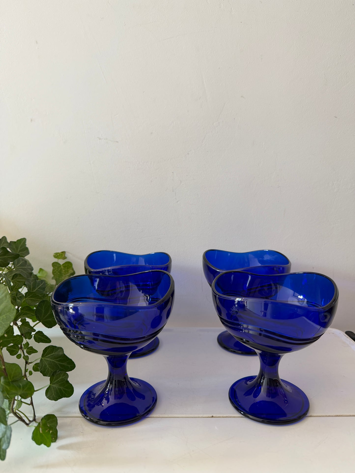 Coupe glazen blauw persglas